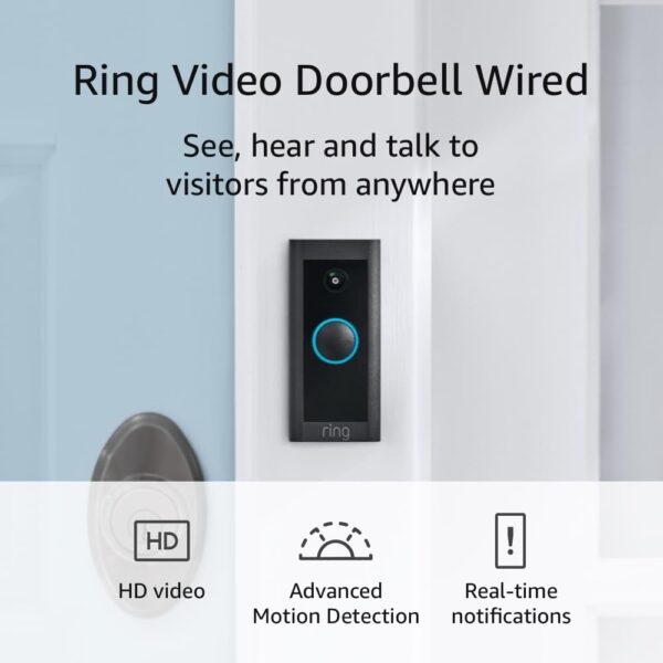 Ring Video Doorbell Wired (newest model), Use Two-Way Talk, advanced motion detection, HD camera and real-time alerts