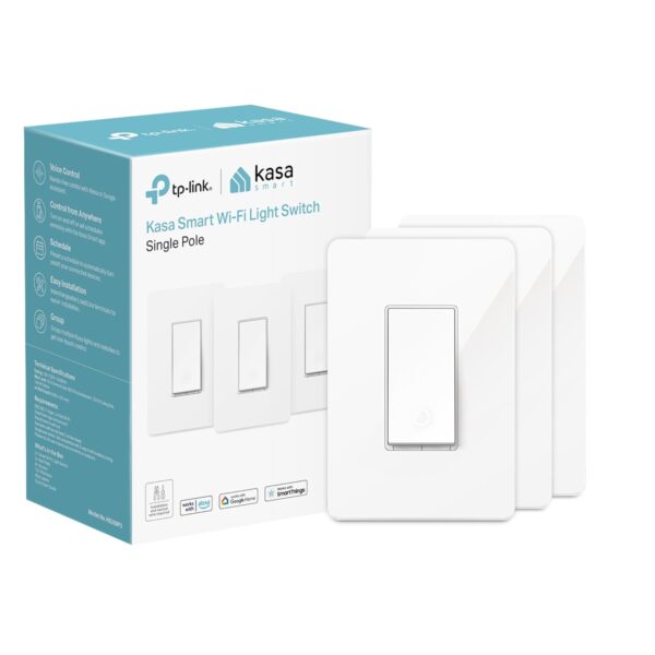 Kasa Smart Light Switch HS200P3, Single Pole, Needs Neutral Wire, 2.4GHz Wi-Fi Light Switch Works with Alexa and Google Home