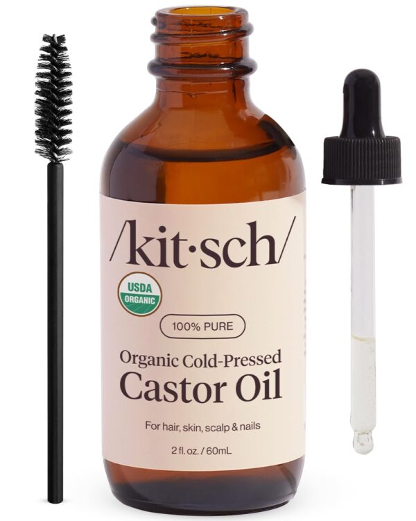 Kitsch Organic Castor Oil, 100% Pure Castor Oil For Hair Growth, Face, Skin, Eyelashes, Eyebrows, Scalp, Nails & Belly Button