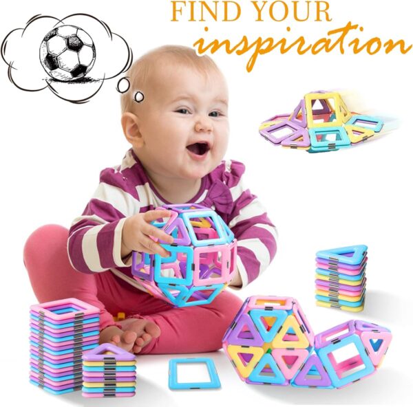 Magnetic Tiles Toys for 3 4 5 6 7 8+ Year Old Boys Girls Upgrade Macaron - Image 2