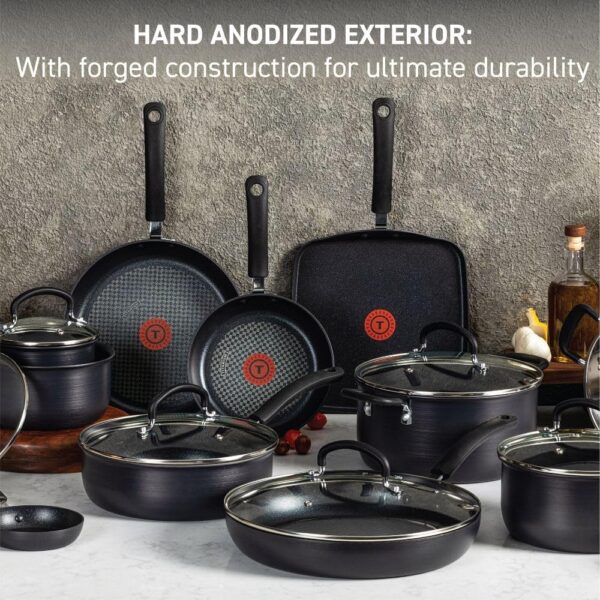 T-fal Ultimate Hard Anodized Nonstick Cookware Set 17 Piece, Oven Broiler Safe 400F - Image 3