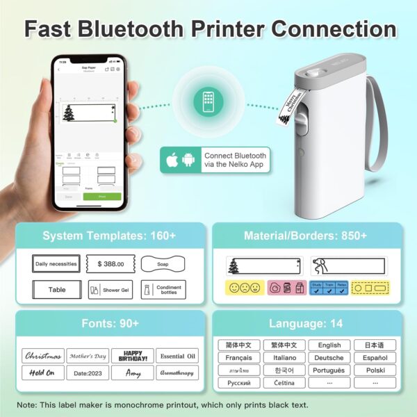 Nelko Label Maker Machine with Tape, P21 Bluetooth Label Printer, Wireless Mini Label Makers with Multiple Templates for Organizing Office Home - Image 3