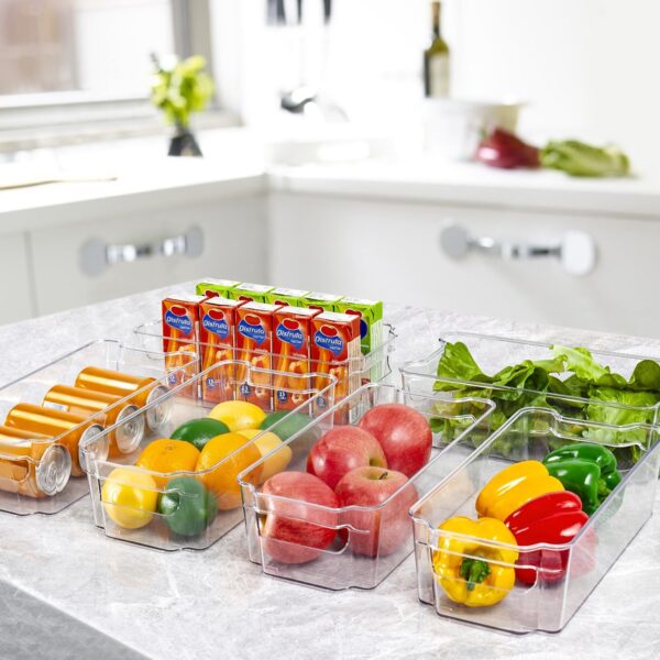 HOOJO Refrigerator Organizers and Storage - 8pcs Clear Plastic Bins For Fridge, Freezer, Kitchen Cabinet, Pantry Organization - Image 2