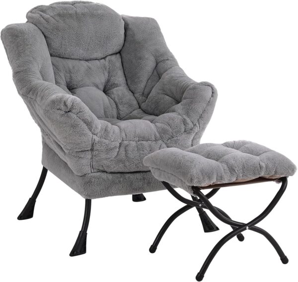 LITA Lazy Chair with Ottoman, Modern Accent Leisure Upholstered Sofa Chair