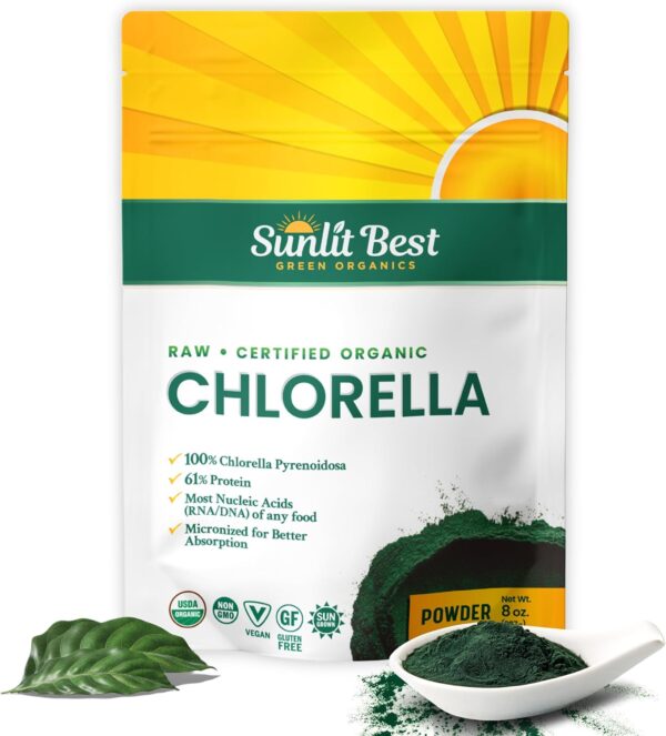 Sunlit Best USDA Organic Chlorella Powder - Green Algae, Raw