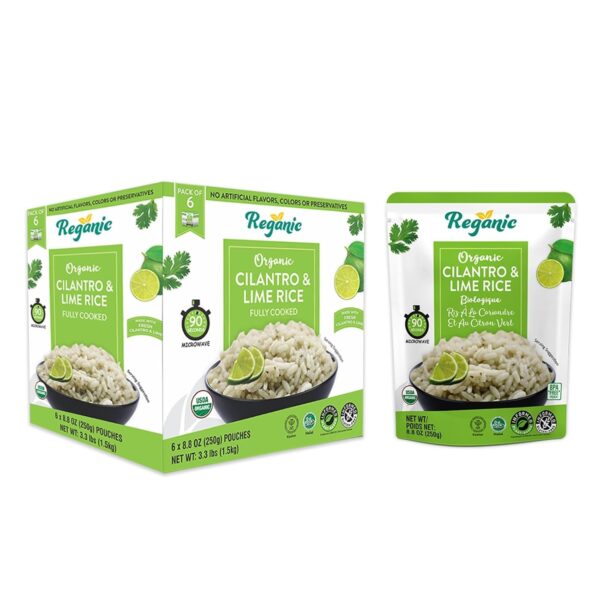 Reganic Cilantro & Lime Rice Organic Heat & Eat Microwaveable Rice, 8.8