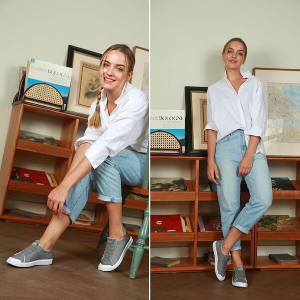 JENN ARDOR Womens Comfortable Fall Shoes Stylish Canvas Fashion Sneakers Cute Lightweight Slip On Shoes Casual Flats for Walking - Image 3