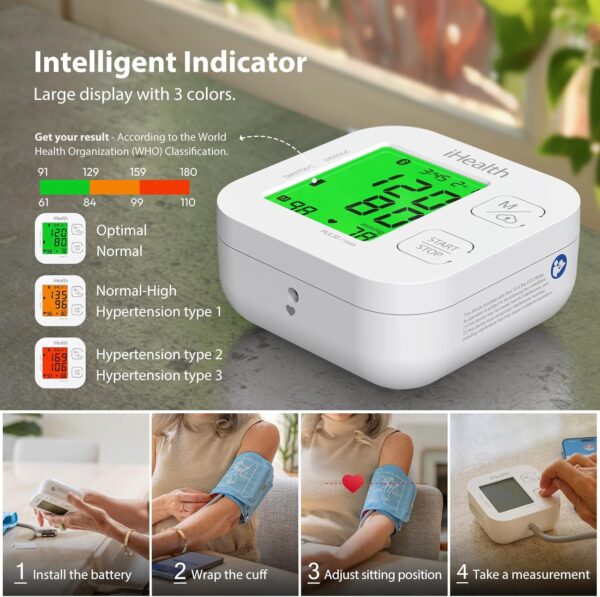 iHealth Track Smart Upper Arm Blood Pressure Monitor with Wide Range Cuff That fits Standard to Large Adult Arms - Image 2