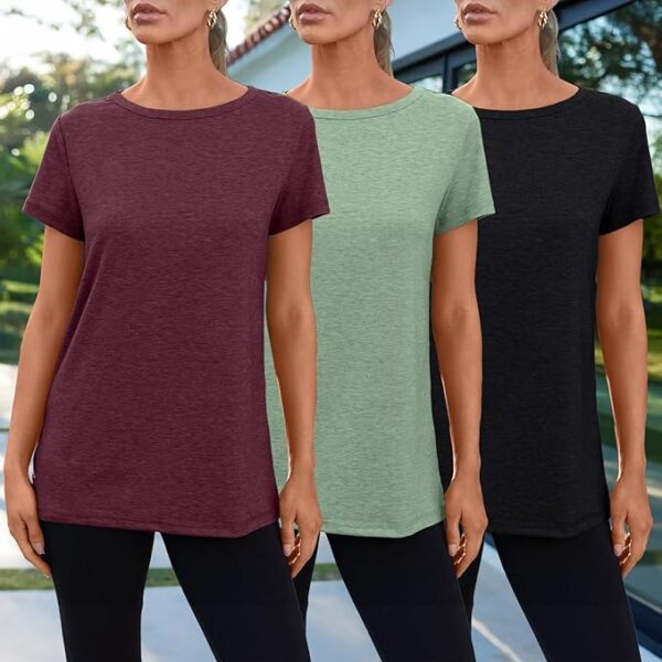 SUNBS Womens 3 Pack T Shirts Short Sleeve Tees Crewneck Fashion Basic Tops Loose - Image 3