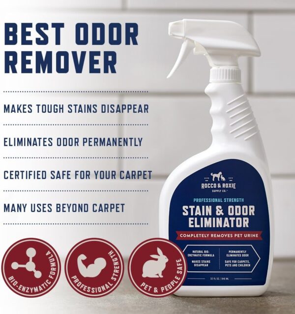 Rocco & Roxie Supply Co. Stain & Odor Eliminator for Strong Odor, 32oz Enzyme Pet Odor Eliminator for Home, Carpet Stain Remover for Cats & Dog Pee - Image 2