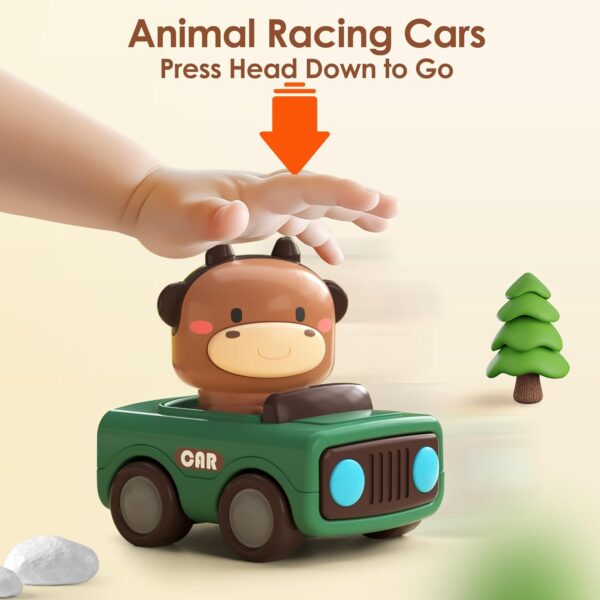 iPlay, iLearn Press to Go Car Toys for Toddlers 1-3, Baby Animal Racing Cars - Image 3
