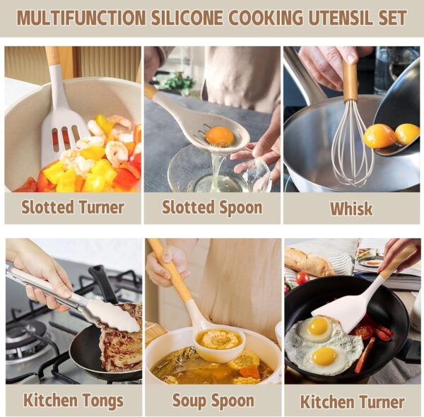 Umite Chef Kitchen Cooking Utensils Set, 33 pcs Non-Stick Silicone Cooking Kitchen Utensils Spatula Set with Holder - Image 2