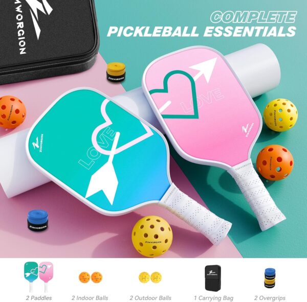 ZUMWORGION® Pickleball Paddles Set of 2: Fiberglass Rackets - Image 2