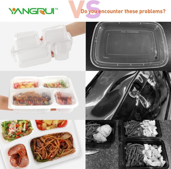 YANGRUI To Go Containers, 40 Pack 34oz White Meal Prep Container BPA - Image 2