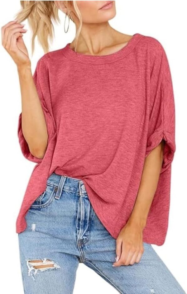 Women's Oversized T Shirts Loose Fit Tunic Tshirts Casual Summer Short Sleeve - Image 2