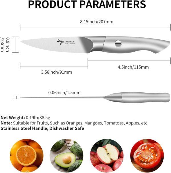 MAD SHARK Paring Knife 3.5 inch Paring Knives, Ultra Sharp Vegetable Knife - Image 3