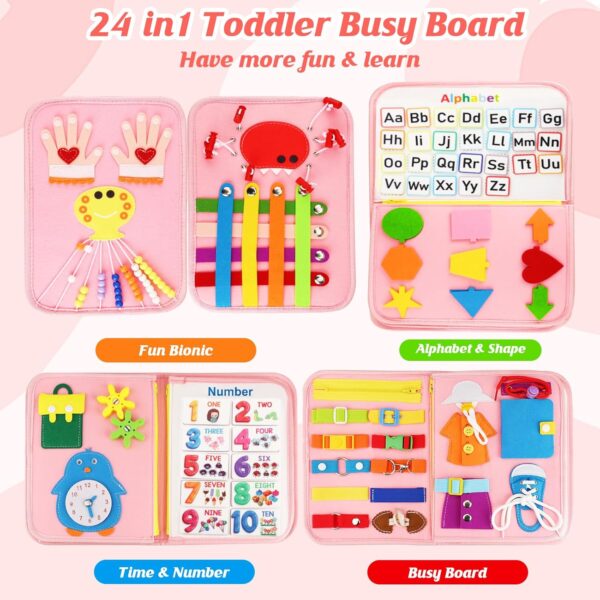 Montessori Toddler Busy Board Toys - for 1-3 2-4 Year Old Gifts Birthday Girl, Educational Sensory Board - Image 3