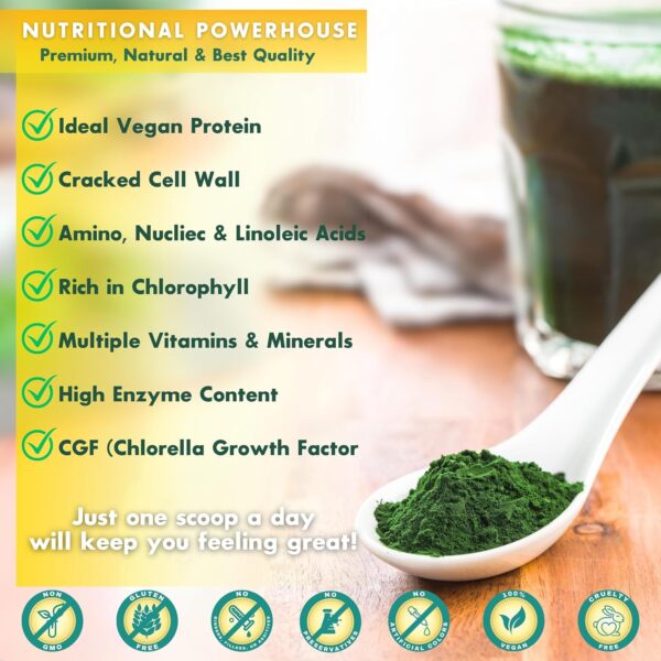 Sunlit Best USDA Organic Chlorella Powder - Green Algae, Raw - Image 3