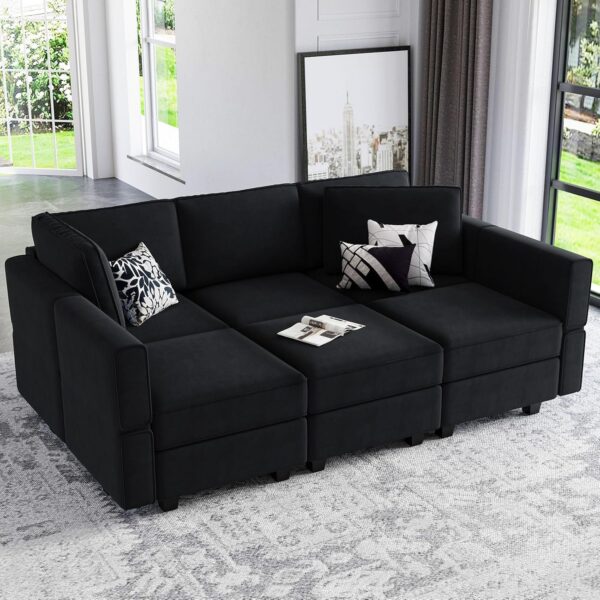 Belffin Modular Velvet Sectional Sofa with Chaise Lounge Sectional Sleeper Sofa with Storage Chaise