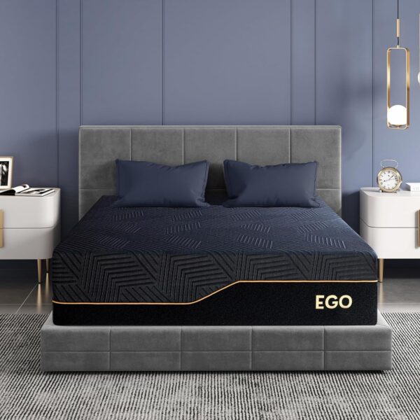 EGOHOME 14 Inch King Size Memory Foam Mattress for Back Pain, Cooling Gel Mattress Bed in a Box, Made in USA, CertiPUR-US Certified