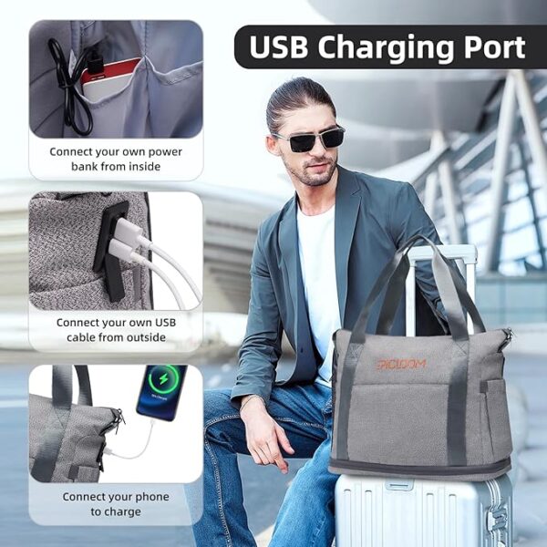 Tote Bag for Men, Travel Duffel Bag for Women with 15.6" Laptop Compartment - Image 2