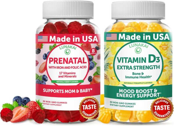 Lunakai Prenatal and Vitamin D3 Gummies Bundle - Pregnancy