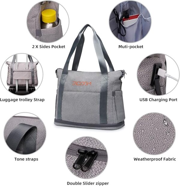 Tote Bag for Men, Travel Duffel Bag for Women with 15.6" Laptop Compartment - Image 3