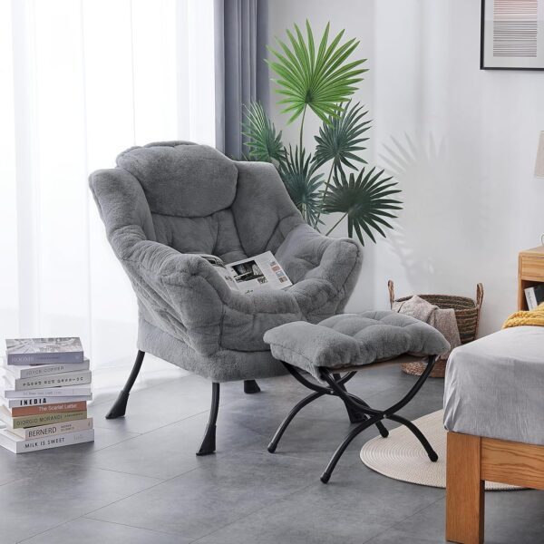 LITA Lazy Chair with Ottoman, Modern Accent Leisure Upholstered Sofa Chair - Image 3