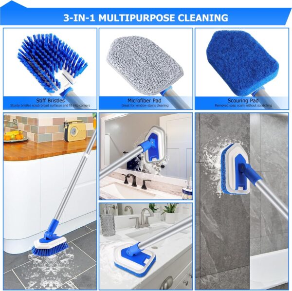 Shower Cleaning Brush with Extendable Handle - Image 3