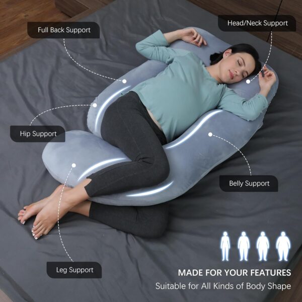 MOON PARK Pregnancy Pillows for Sleeping - U Shaped Full Body Maternity Pillow with Removable Cover - Image 3