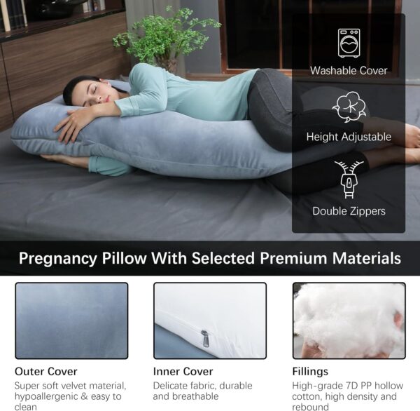 MOON PARK Pregnancy Pillows for Sleeping - U Shaped Full Body Maternity Pillow with Removable Cover - Image 2