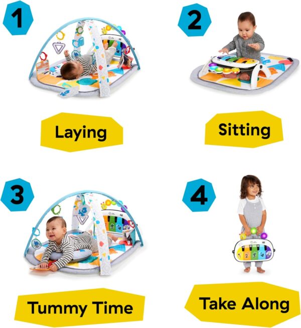 Baby Einstein 4-in-1 Kickin' Tunes Music and Language Play Gym and Piano Tummy Time Activity Mat - Image 2