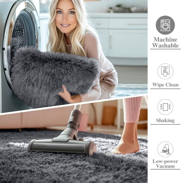 OLANLY Area Rugs for Living Room Bedroom, Machine Washable 4x5.9 Feet Soft Fluffy Shaggy Bedside Rug - Image 2