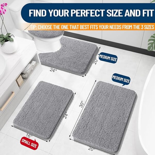 OLANLY Bathroom Rugs 30x20, Extra Soft Absorbent Chenille Bath Rugs - Image 3