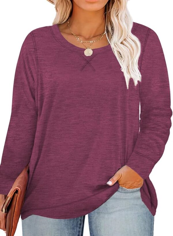 Limited time deal  ROSRISS Plus Size Tops for Women Long Sleeve Shirts Casual