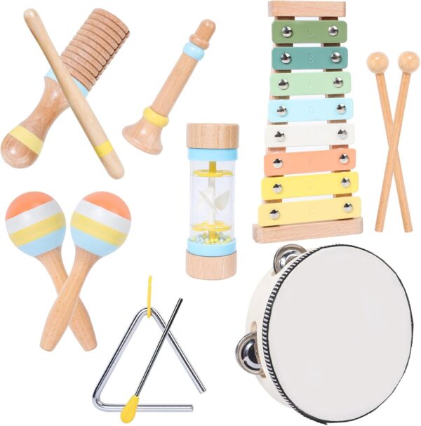 Wooden Montessori Musical Instruments Set for Toddlers 1-3, Preschool Educational