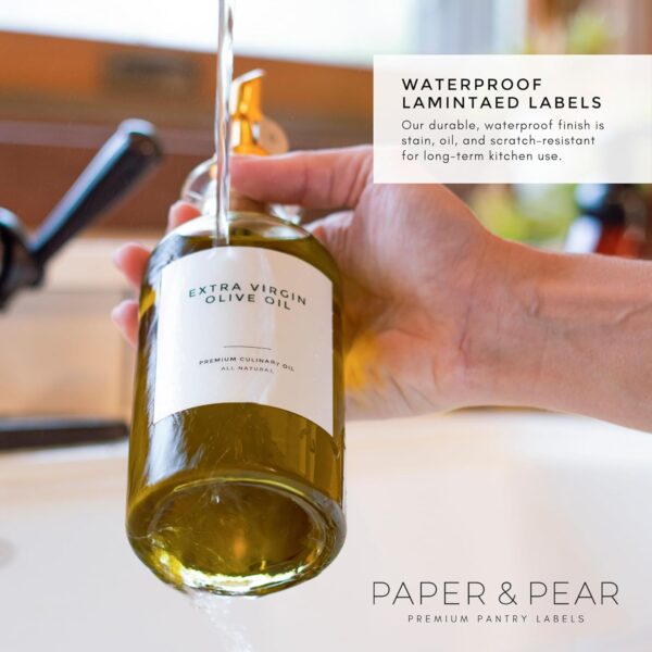 Clean-Modern White Oil & Vinegar Labels by Paper & Pear - Waterproof + Oil - Image 3