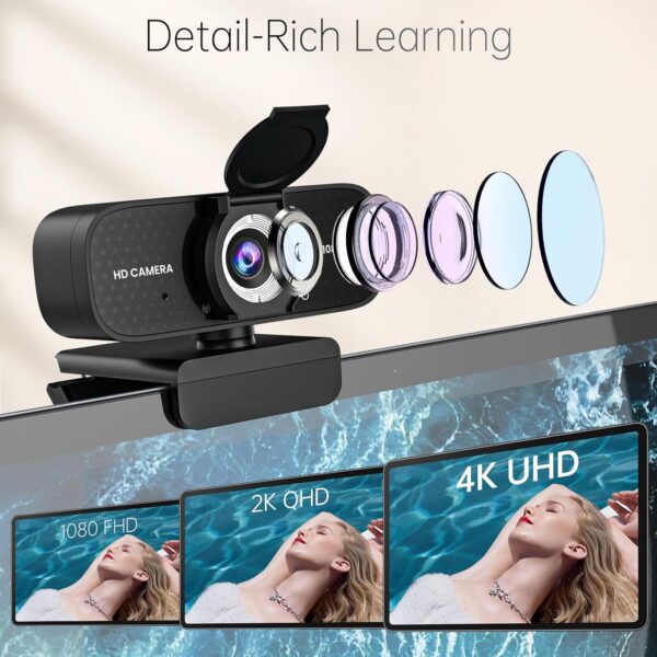 Full HD 1080P Webcam with Built-in Mic Wide Angle & Auto Focus Privacy - Image 4