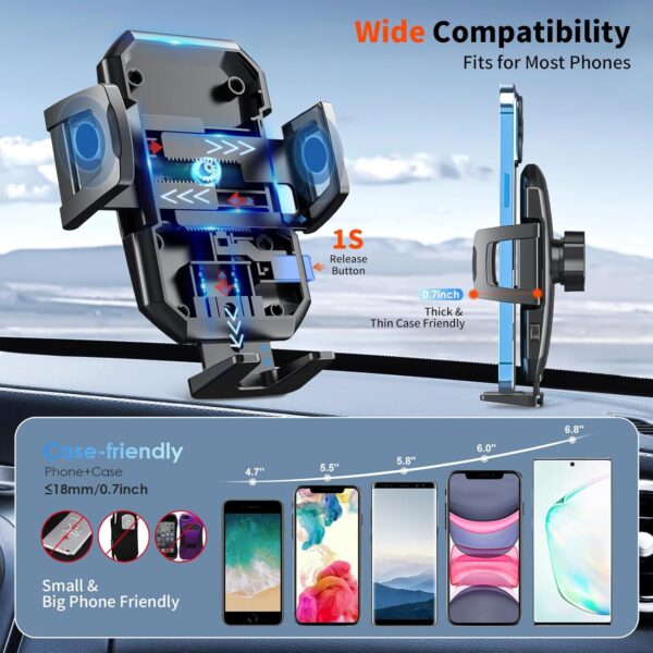 Upgraded 3-in-1 Car Phone Holder Mount [Powerful Suction] Phone Mount - Image 3