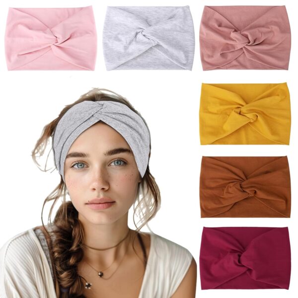 Wide Headbands for Women, 6 Pcs Large Headbands Hair Wrap Non-Slip