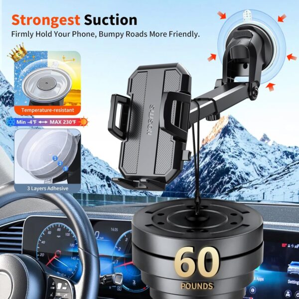 Upgraded 3-in-1 Car Phone Holder Mount [Powerful Suction] Phone Mount - Image 4