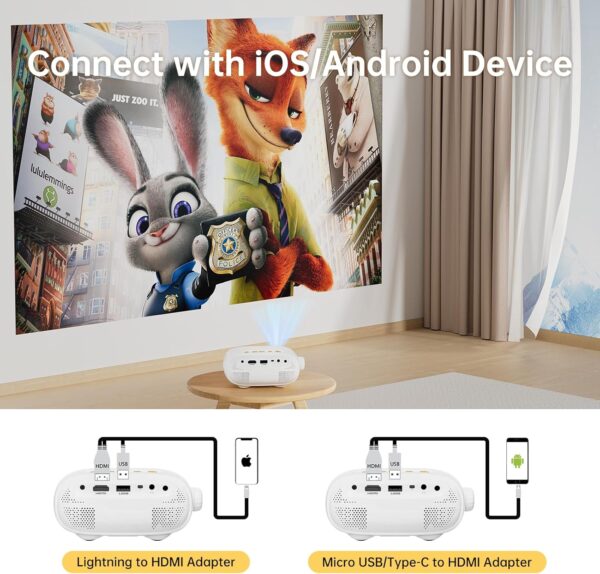 Limited time deal   ARTSEA Mini Portable Projector for iPhone - HD 1080P Support Pico Movie - Image 3