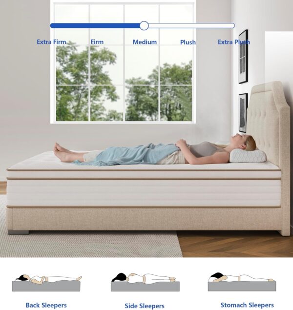 Ful Mattress,Hybrid 10 Inch Full Size Mattress in a Box,Memory Foam & Individually - Image 2