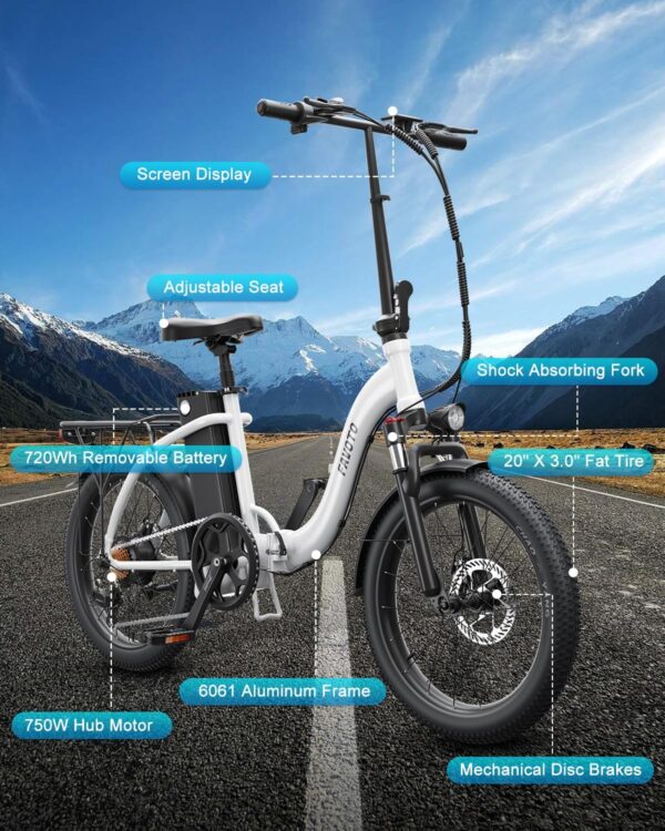 Fat Tire 20"-26" Wheel Off-Road Ebike for Adults, 750W Folding Electric Bike - Image 3