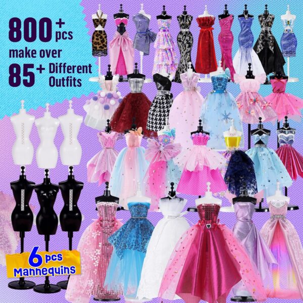 ONE TO FOUR 800+Pcs - Fashion Designer Kit for Girls with 6 Mannequins - Image 3